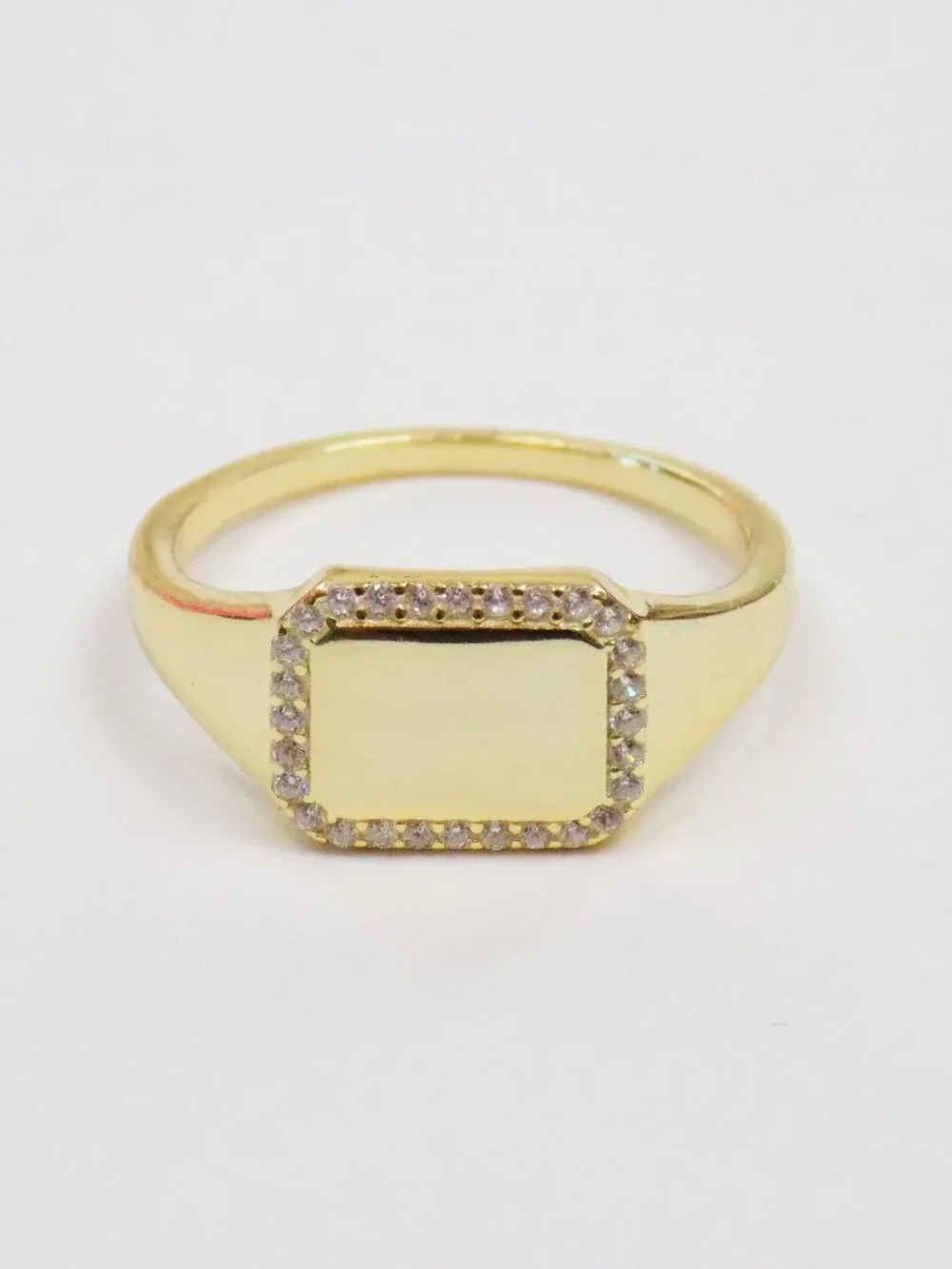 new! sz 8 gold plated over 925 sterling signet ring everyday ring